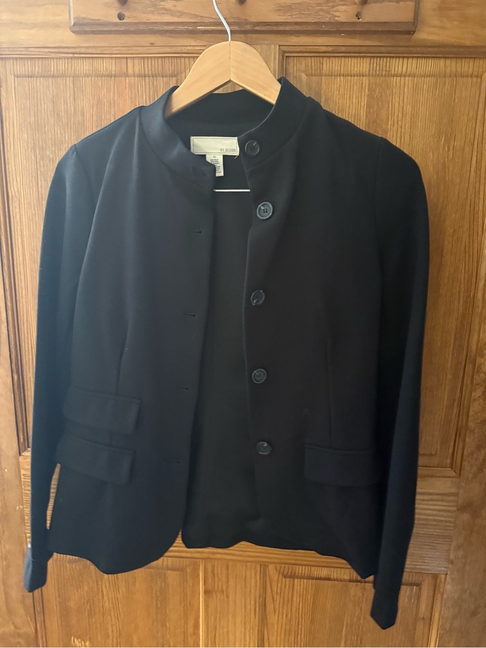Classic Black Mandarin Collar Blazer - Women’s Medium